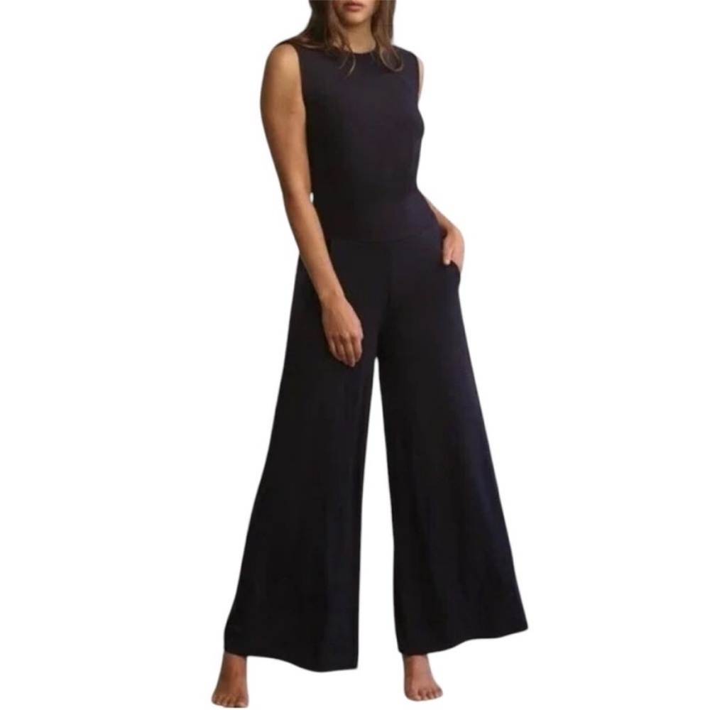 Commando Butter Wide Leg Black Sleeveless Jumpsuit Small